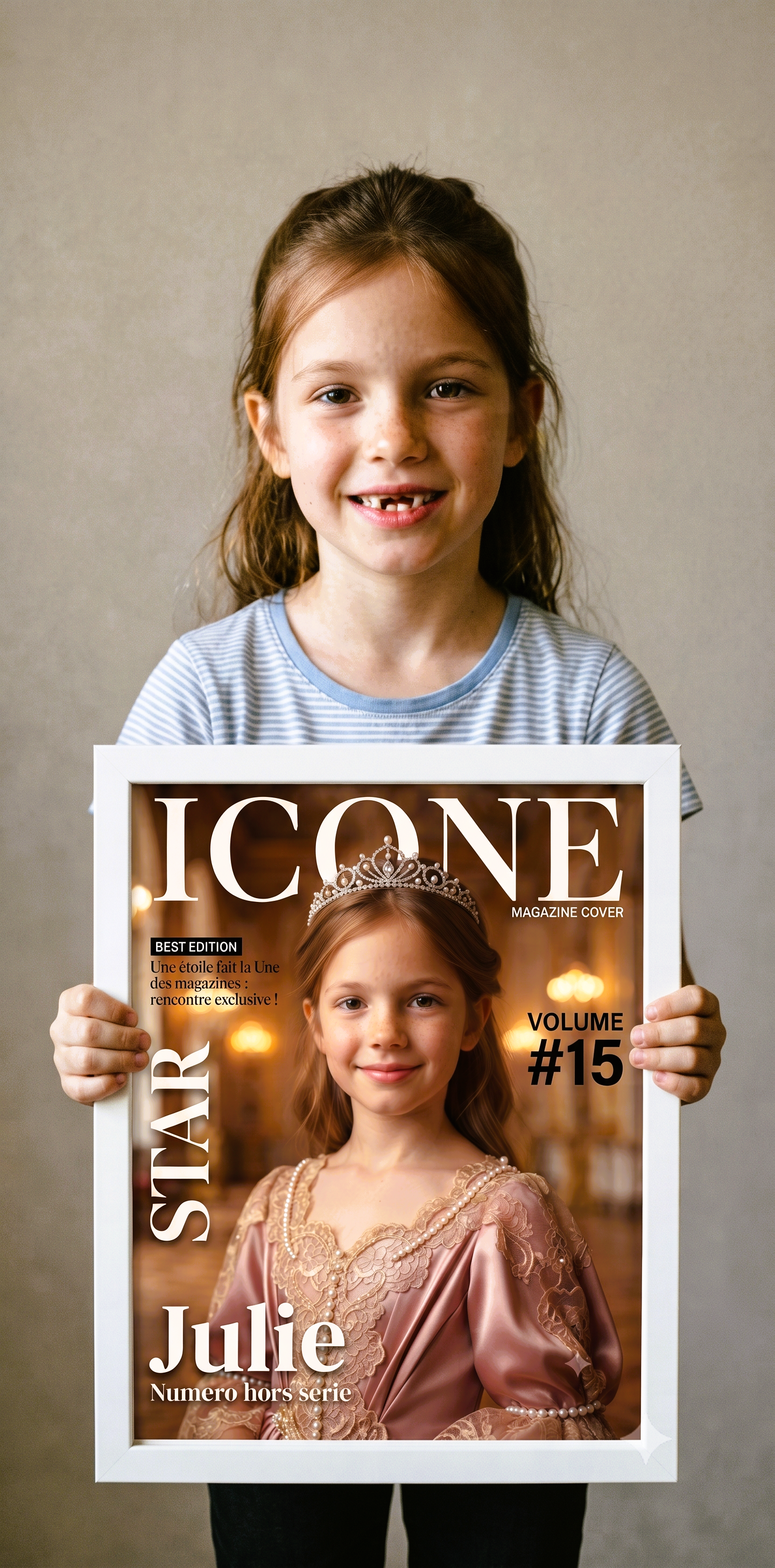 Portrait Elirev affiché dans la chambre d'une petite fille